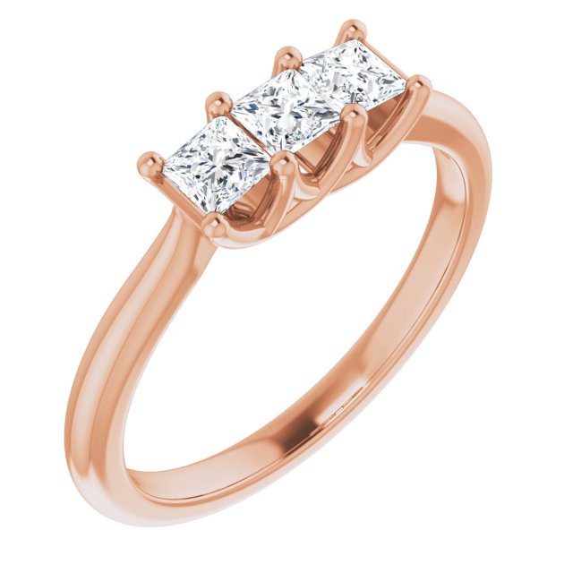 0.54 ct. Princess Cut Diamond Wedding Band 3 Stone Anniversary Ring-VIRABYANI